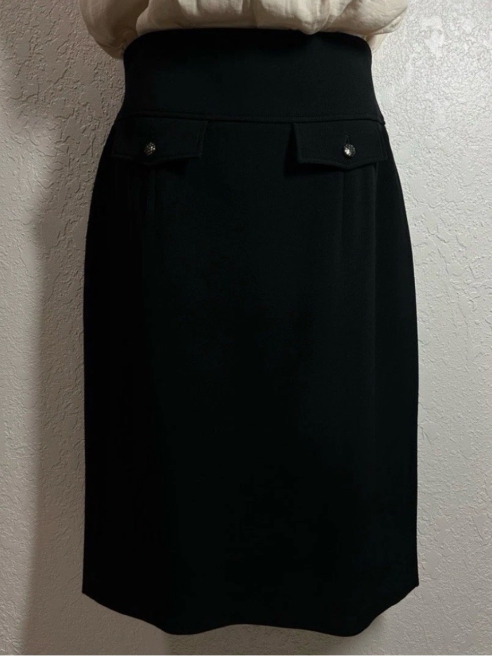 Yves Saint Laurent Black High-Waist Pencil Skirt Size F44/10